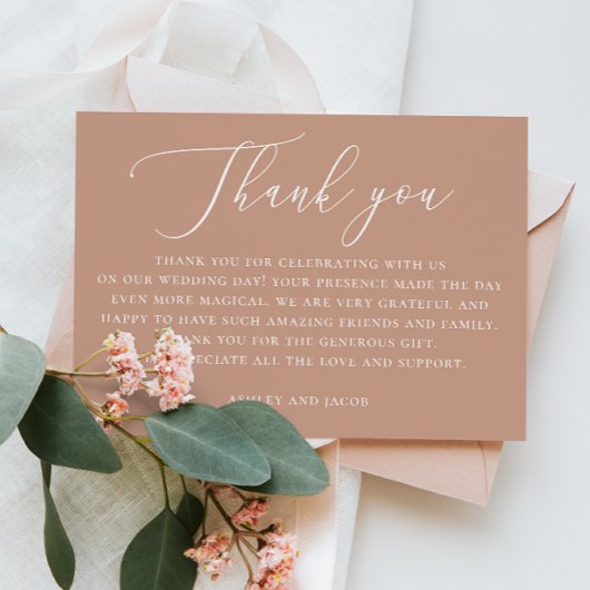 Muted Peach Beige Wedding | minimalistische kallig Bedankkaart
