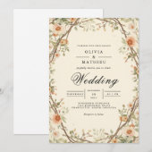 Muted Peach Bloemen Archway Wedding Kaart (Voorkant / Achterkant)