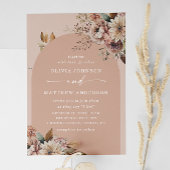 Muted Peach Boogboog bruiloft | Floral QR Details Kaart