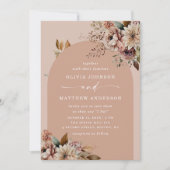 Muted Peach Boogboog bruiloft | Floral QR Details Kaart (Voorkant)