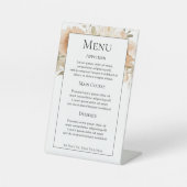 Muted Peach Flowers Gepersonaliseerde bruiloft Men Reclamebord Met Voetstuk (Voorkant)
