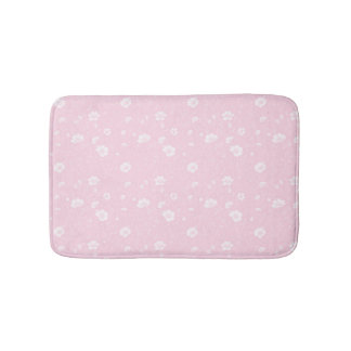 Muted Pink And White Wildflower Pattern Badmat