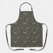 Muted Poinsetta Olive All-Over Print Apron Schort (Voorkant)