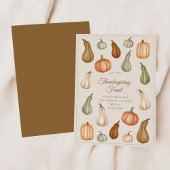 Muted Pumpkin and Gourd Thanksgiving Dinner Kaart