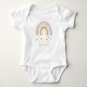Muted Rainbow Baby Name Hearts Romper (Voorkant)