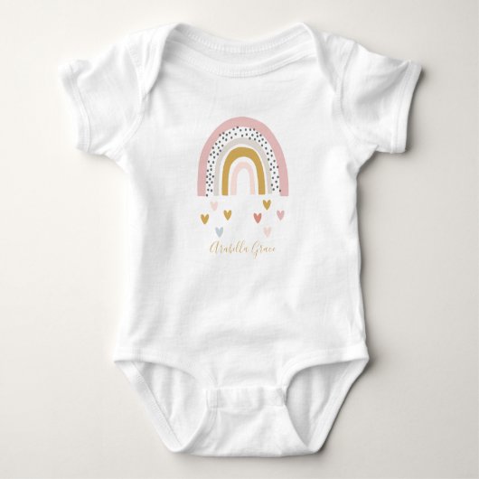 Muted Rainbow Baby Name Hearts Romper (Voorkant)