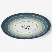 Muted Rainbow Baby shower Boy Blue Papieren Bordje (Gekanteld)