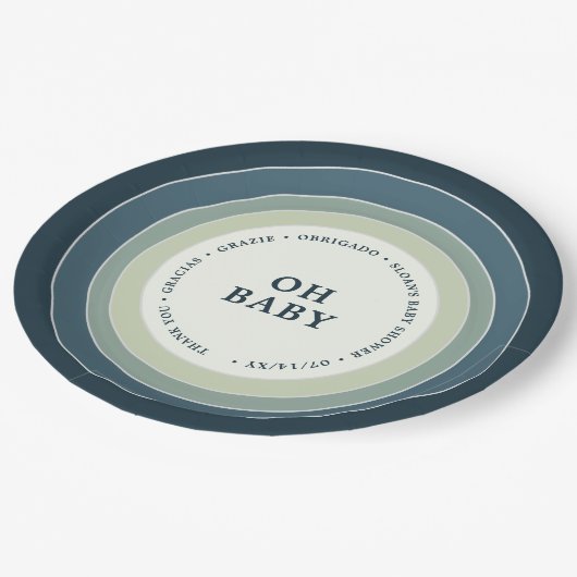 Muted Rainbow Baby shower Boy Blue Papieren Bordje (Gekanteld)