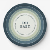 Muted Rainbow Baby shower Boy Blue Papieren Bordje (Voorkant)