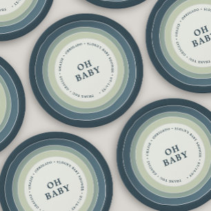 Muted Rainbow Baby shower Boy Blue Papieren Bordje