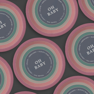 Muted Rainbow Baby shower Girl Papieren Bordje