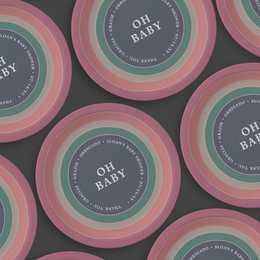 Muted Rainbow Baby shower Girl Papieren Bordje