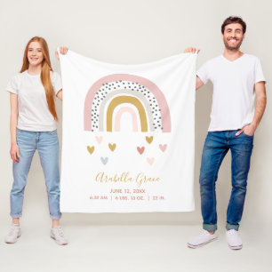 Muted Rainbow Baby Stats Trendy Birth Record Fleece Deken