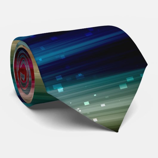 Muted Rainbow - Blue Silver Pink Streaks Pattern Stropdas (Opgerold)