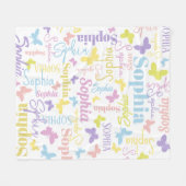 Muted rainbow butterflies, aangepaste naam Sophia Fleece Deken (Voorkant (Horizontaal))