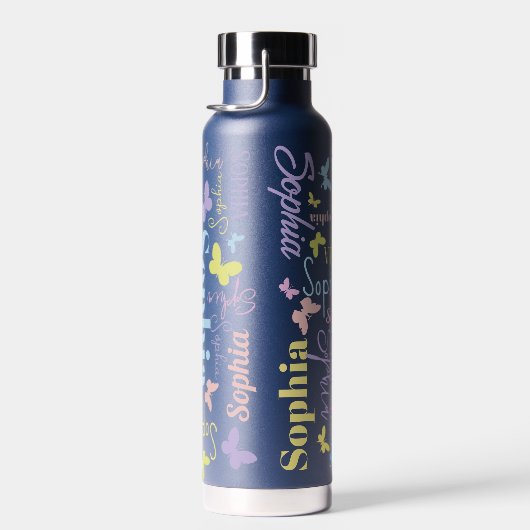 Muted rainbow butterflies, aangepaste naam Sophia Waterfles (Rechts)