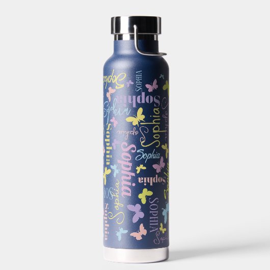 Muted rainbow butterflies, aangepaste naam Sophia Waterfles (Links)