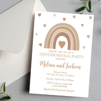 Muted Rainbow Gender Reveal Invitation Kaart