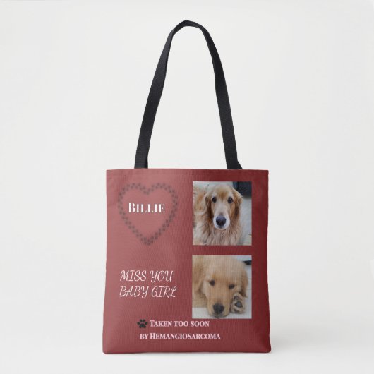 Muted Red Double-Sided Pet Tribute Tote Bag (Voorkant)