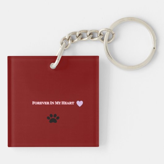 Muted Red Heartflet Pet Keepsake Sleutelhanger (Achterkant)