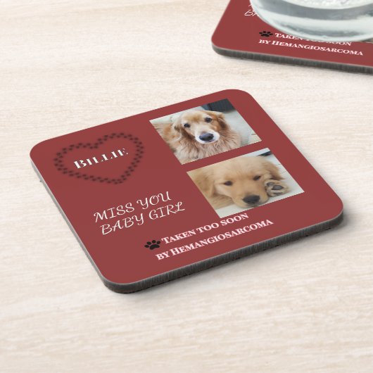 Muted Red Memory Tribute Bier Onderzetter (Linkerzijde)