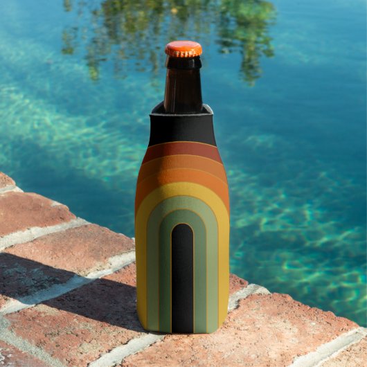 Muted Retro Seventies Groovy Layered Rainbow Black Flesjeskoeler (Insitu Zwembad)