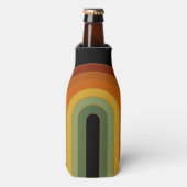 Muted Retro Seventies Groovy Layered Rainbow Black Flesjeskoeler (Fles Voorkant)