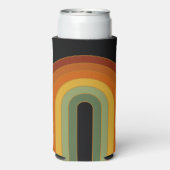 Muted Retro Seventies Groovy Rainbow Black Seltzer Blikjeskoeler (Seltzer Achterkant)