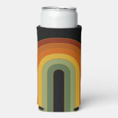 Muted Retro Seventies Groovy Rainbow Black Seltzer Blikjeskoeler (Seltzer Voorkant)