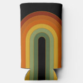 Muted Retro Seventies Groovy Rainbow Black Seltzer Blikjeskoeler (Achterkant)