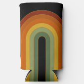 Muted Retro Seventies Groovy Rainbow Black Seltzer Blikjeskoeler (Voorkant)
