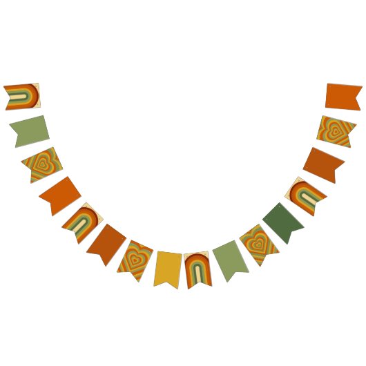 Muted Retro Seventies Groovy Rainbow Heart Vlaggetjes (Alle)