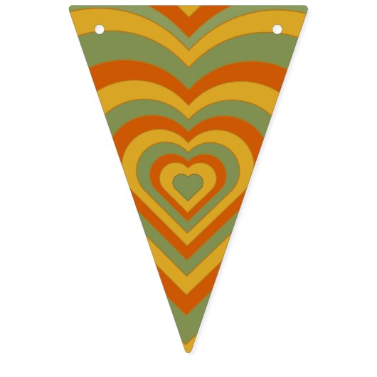Muted Retro Seventies Groovy Rainbow Heart Vlaggetjes (Eerste vlag)