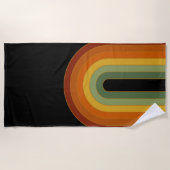 Muted Retro Seventies Rainbow Black Strandlaken (Voorkant)