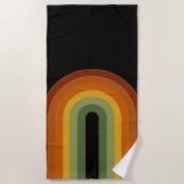 Muted Retro Seventies Rainbow Black Strandlaken (Voorkant)