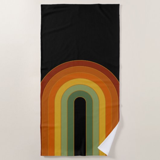 Muted Retro Seventies Rainbow Black Strandlaken (Voorkant)
