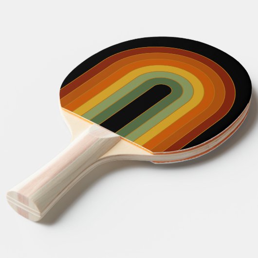 Muted Retro Seventies Rainbow Black Tafeltennisbatje (Voorkant Gekanteld)