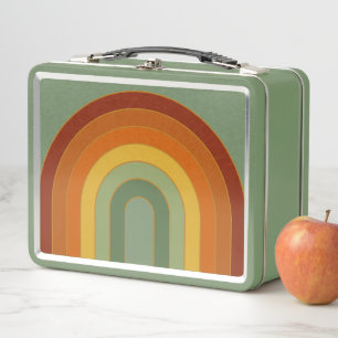 Muted Retro Seventies Rainbow Green