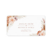 Muted Roos Pampas Terracotta Boho Wedding Address Etiket (Voorkant)