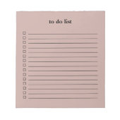 Muted Rose To Do List Minimalist Teacher Simple Notitieblok (Voorkant)