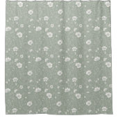 Muted Sage Green And White Wildflower Pattern Douchegordijn (Voorkant)