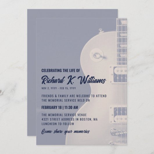 Muted Slate Tones Gitaar Vieren Het Leven Kaart (Voorkant / Achterkant)