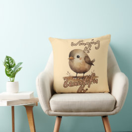 Muted Tiny Whimsical Bird Kussen