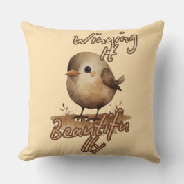 Muted Tiny Whimsical Bird Kussen