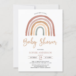 Muted Tones Boho Rainbow Baby shower Invitation Kaart
