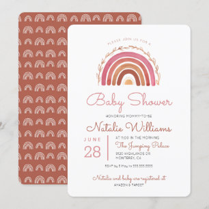 Muted Tones Boho Rainbow Baby shower Invitation Kaart