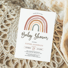 Muted Tones Boho Rainbow Baby shower Invitation Kaart