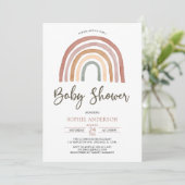 Muted Tones Boho Rainbow Baby shower Invitation Kaart (Staand voorkant)