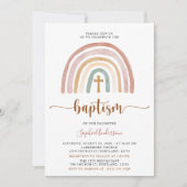 Muted Tones Boho Rainbow Baptism Invitation Kaart (Voorkant)