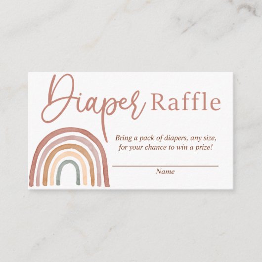 Muted Tones Boho Rainbow Diaper Raffle Card Informatiekaartje (Voorkant)